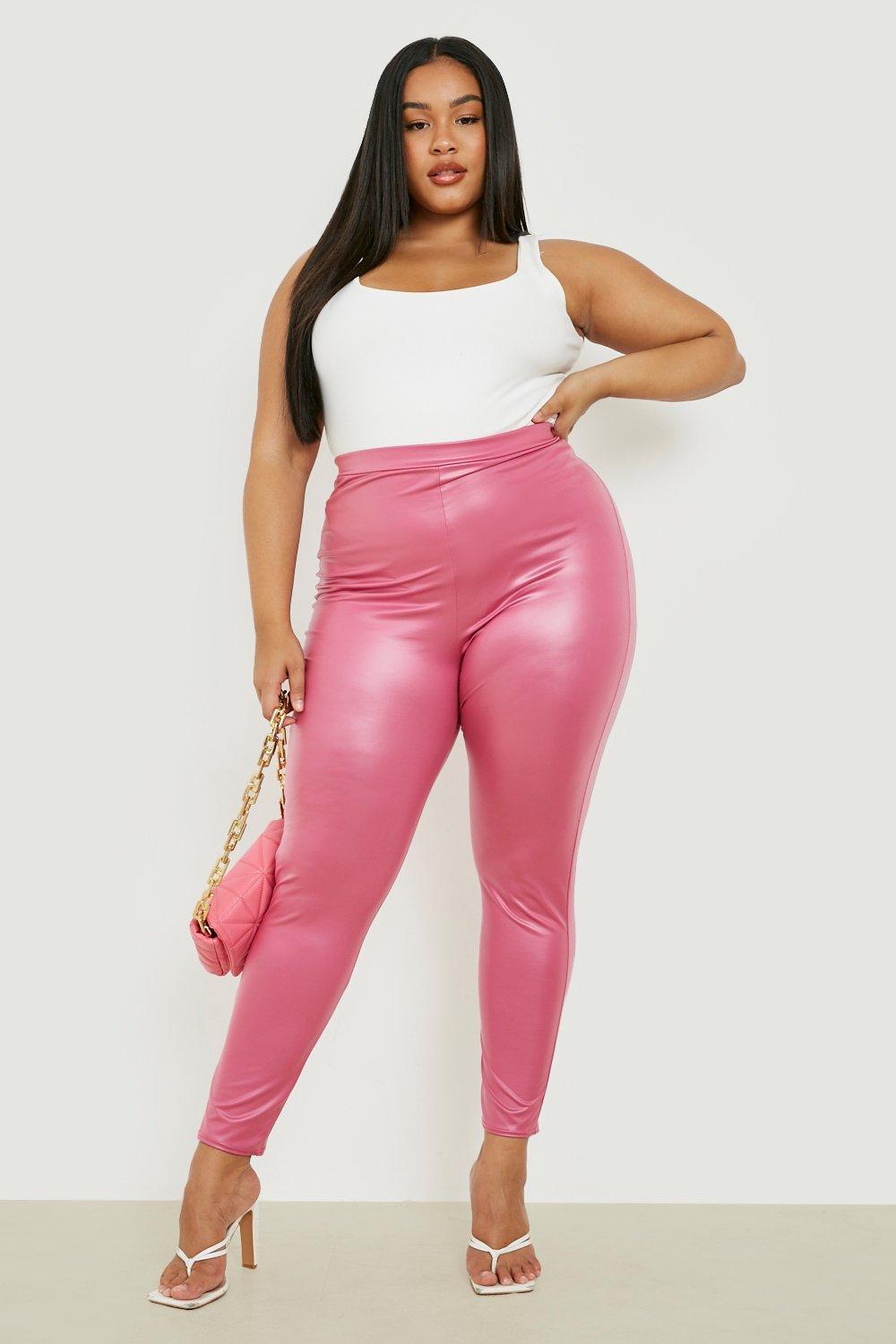 Pink hotsell pu leggings